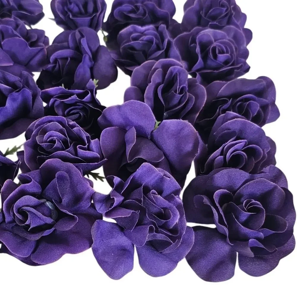 100 Purple Silk Rose Heads Stemless Wedding Floral Craft Wreaths DIY 2.5in